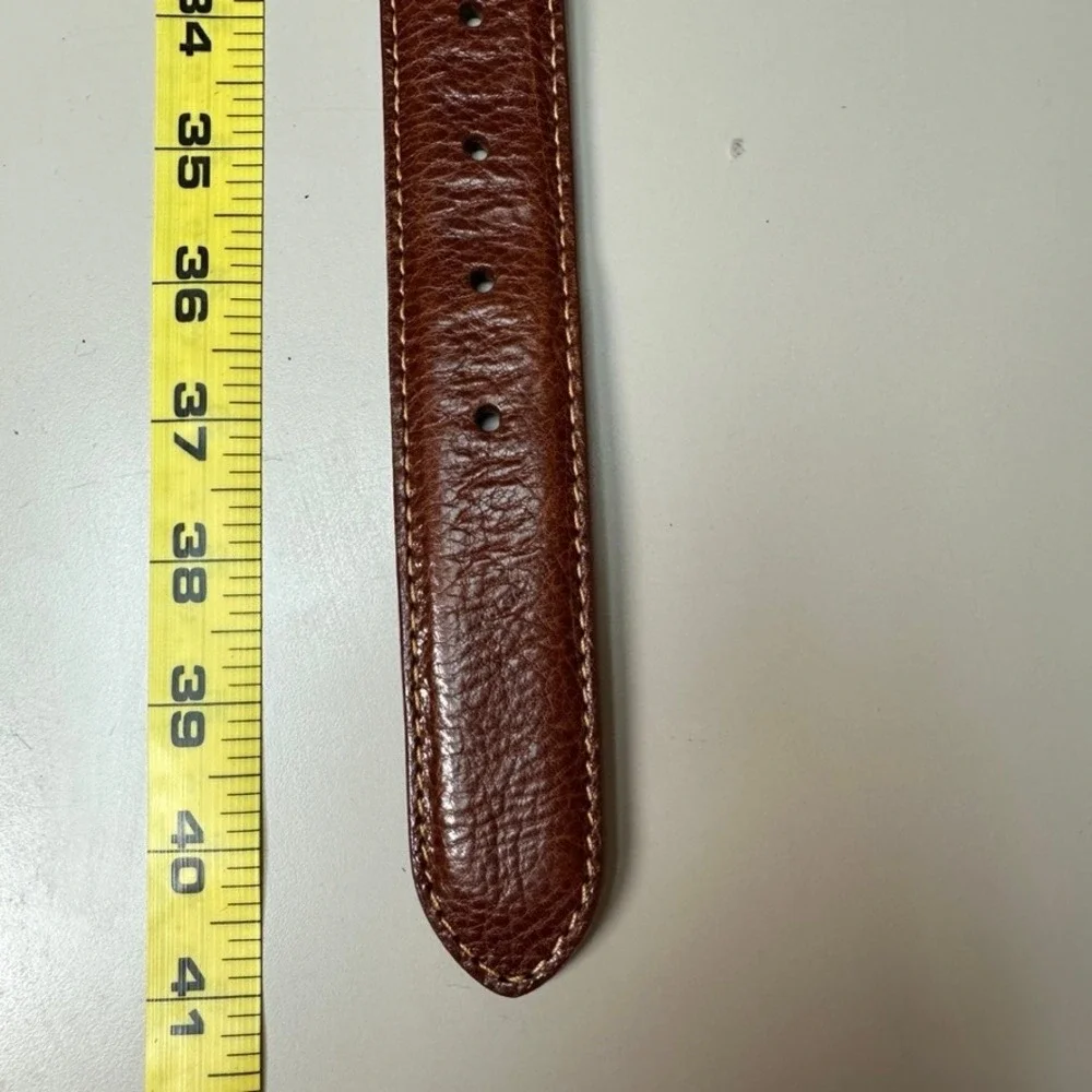 J. Hilburn Mens Brown Italian Calfskin Leather Belt Size 33 Handcrafted USA